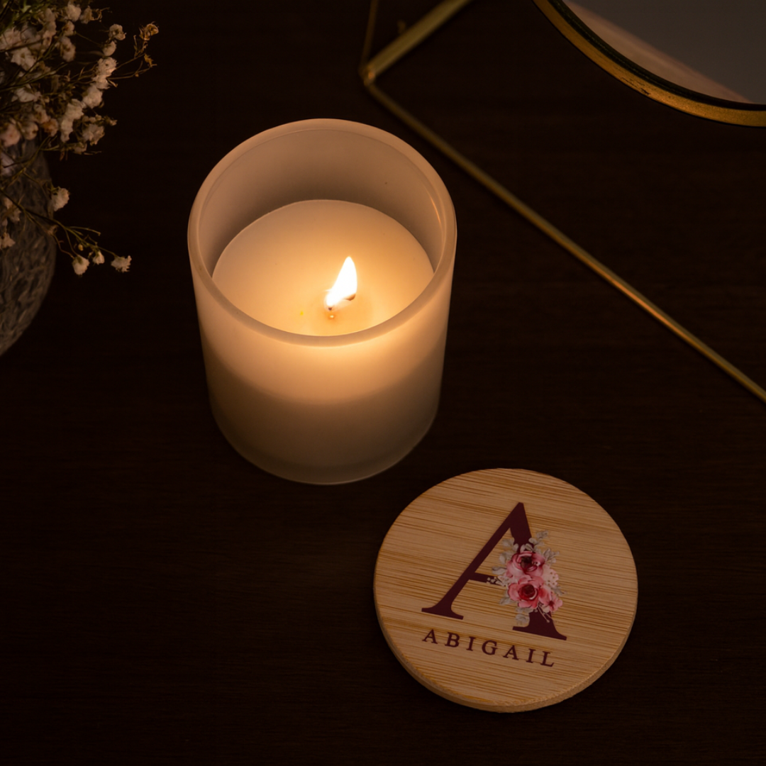 Vela con tapa de madera personalizada de Wanapix.es