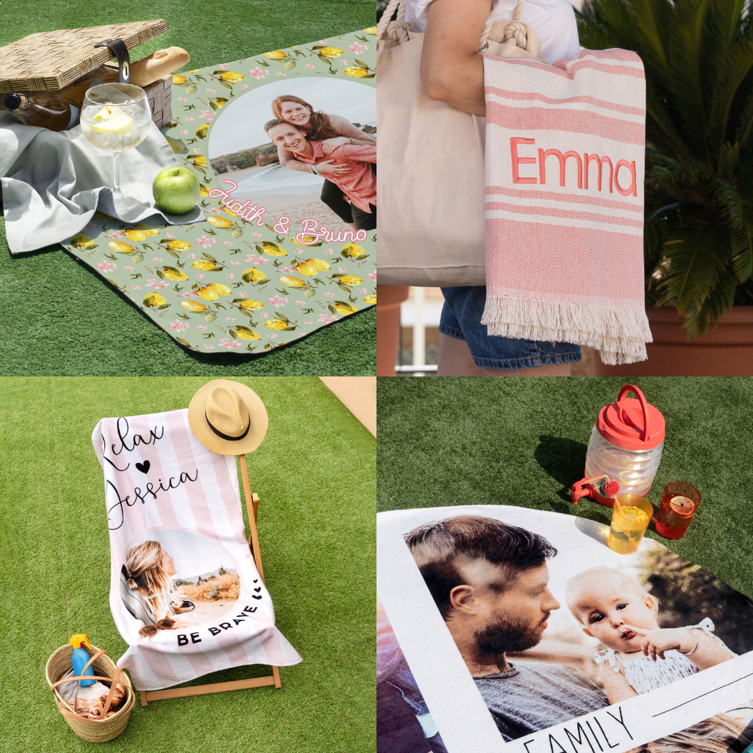 Manta de picnic, fouta y toallas personalizadas de Wanapix.es