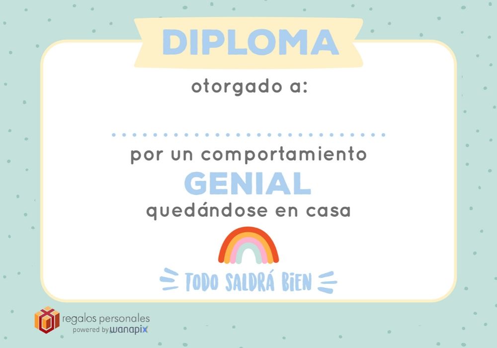 Diploma imprimible para los niños durante el confinamiento