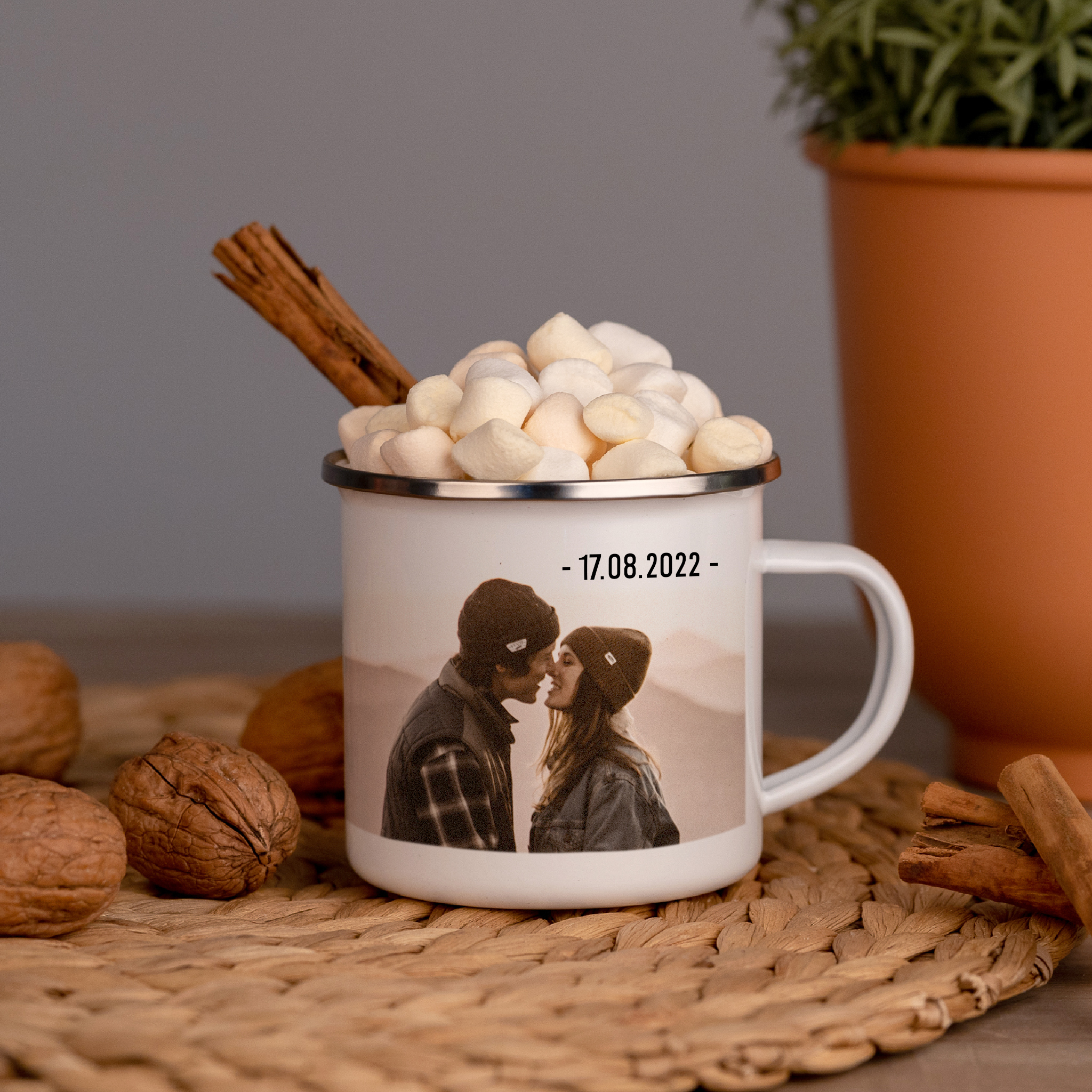 Taza esmaltada personalizada de Wanapix.es