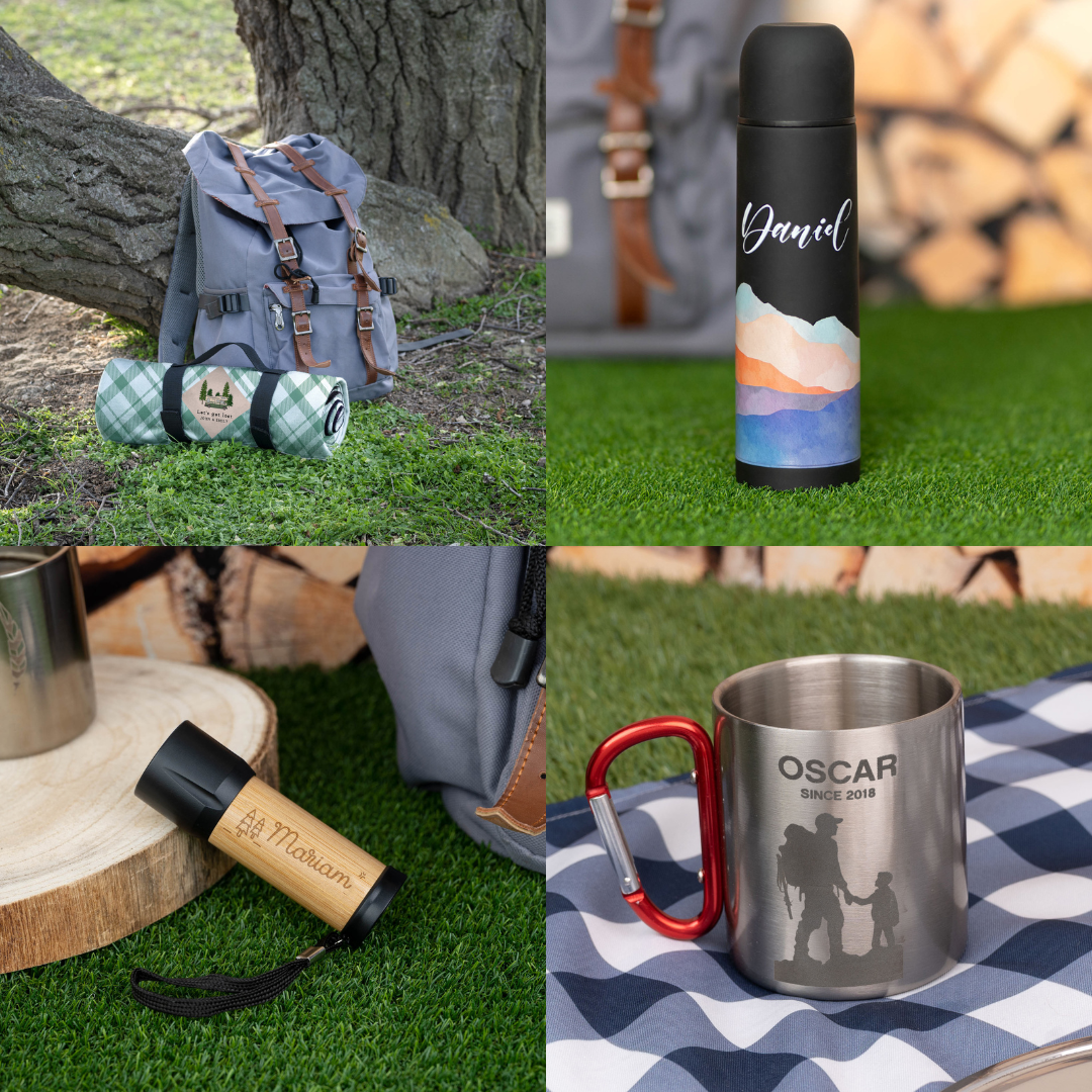 Manta, termo, linterna y taza personalizadas de Wanapix.es