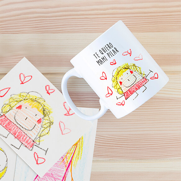 Taza de ceramica personalizada con dibujo de niña para mama