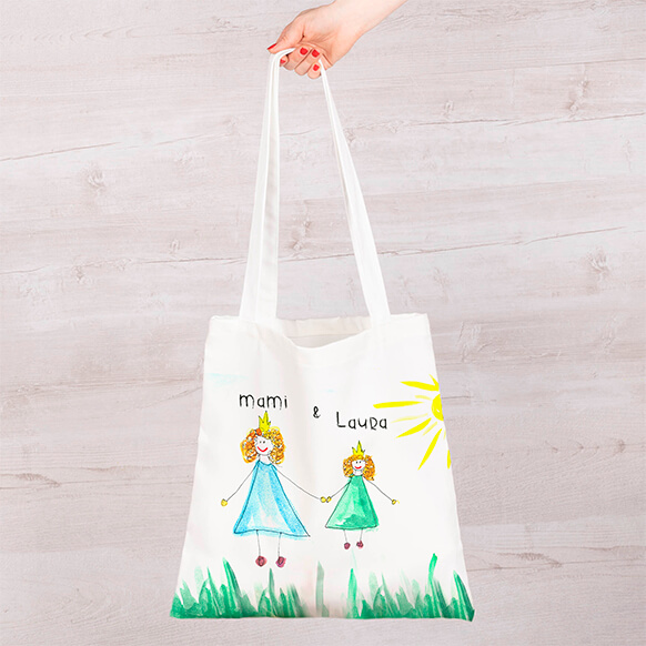 Tote bag blanca personalizada con dibujo mama e hija